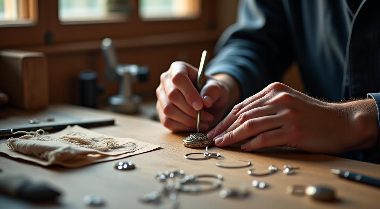Artigiano al lavoro su un gioiello personalizzato