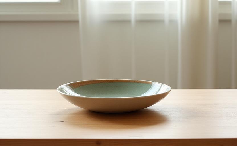 Centrotavola artigianale elegante su un tavolo in legno moderno