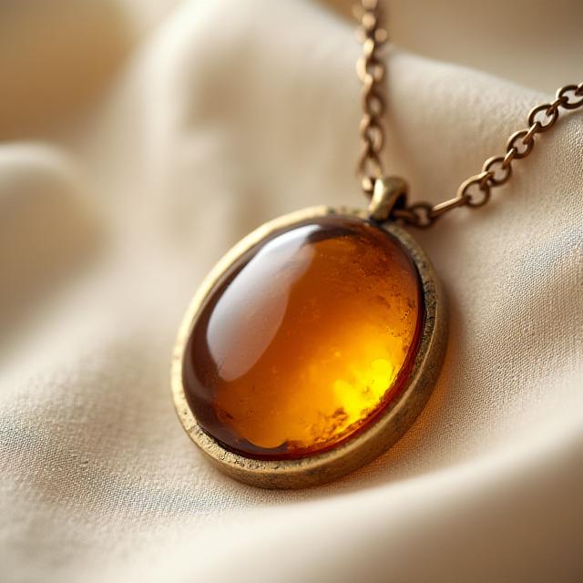 Collana artigianale in ambra e ottone